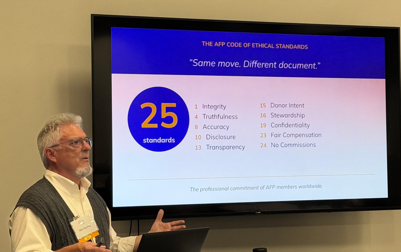 Glen E. Quiring, CFRE, presenting Show Me the Receipts